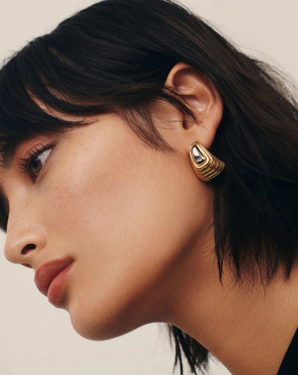 Ridge Oversized Earrings | Mixed Metal